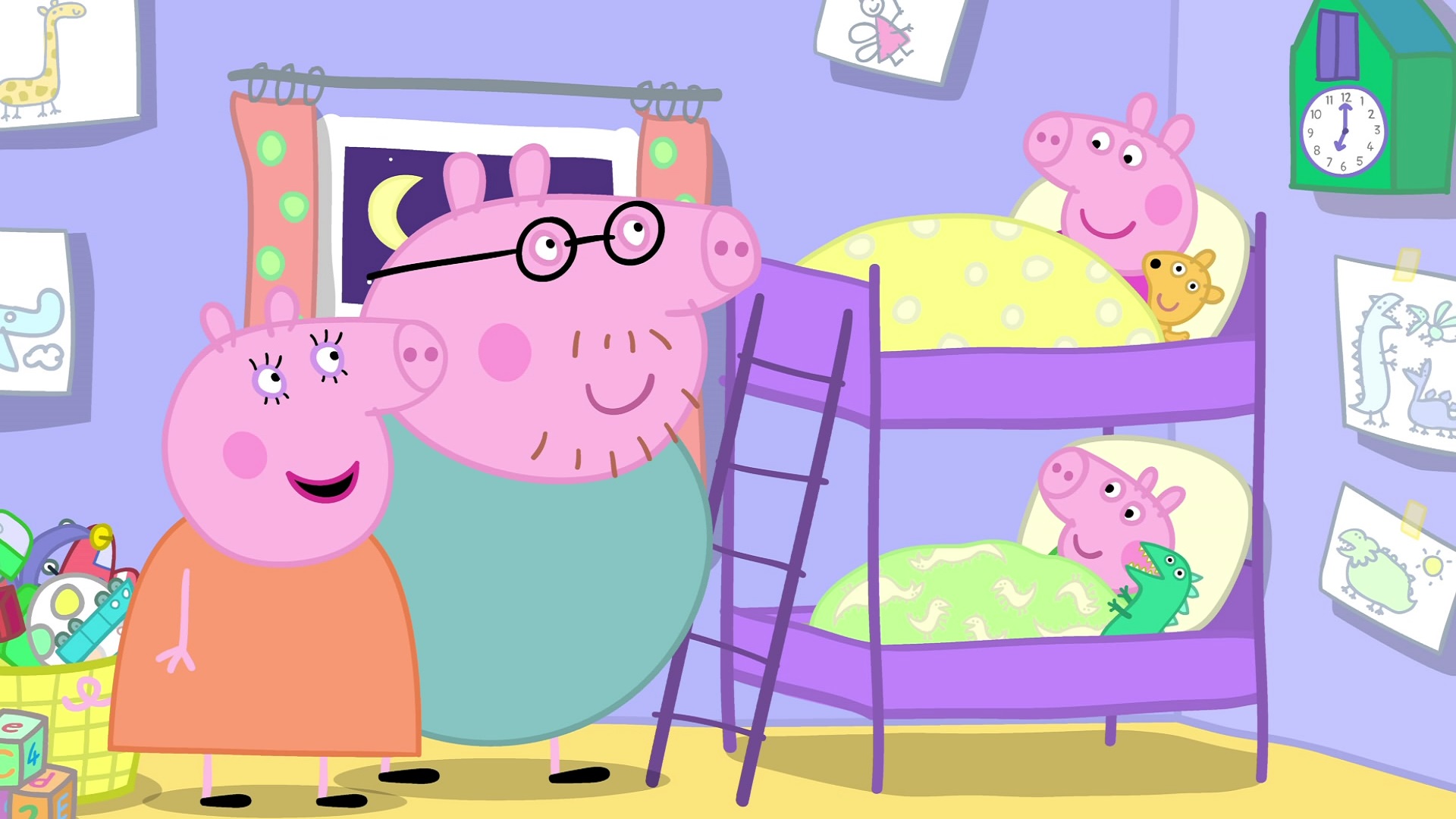 Свинка Пеппа и Джордж в кровати