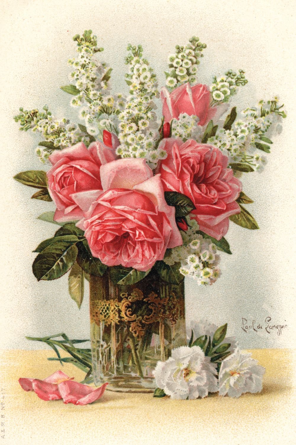 Поль де Лонгпре розы в вазе 1898