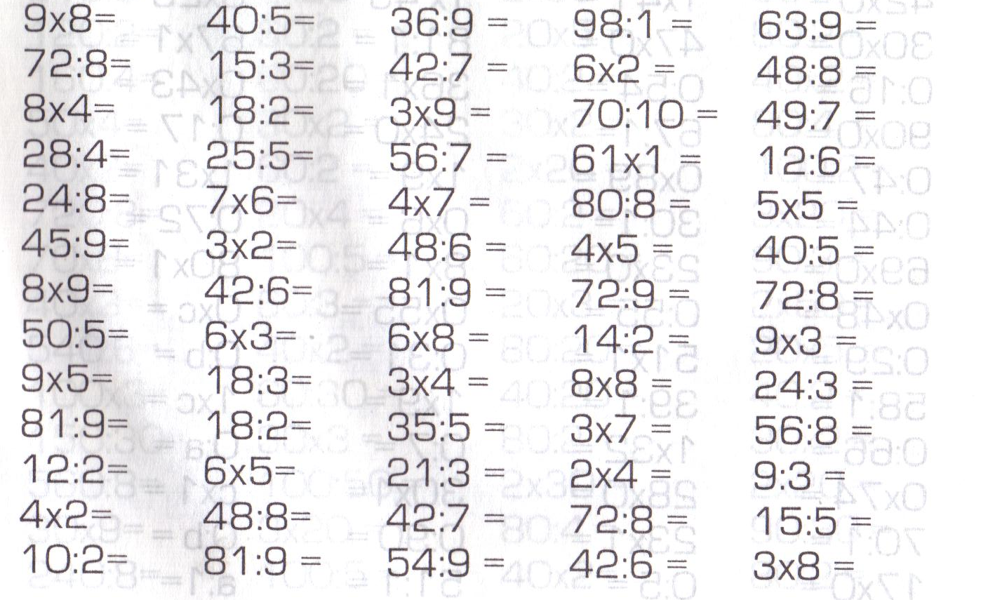 Математика 3 класс примеры на табличное деление