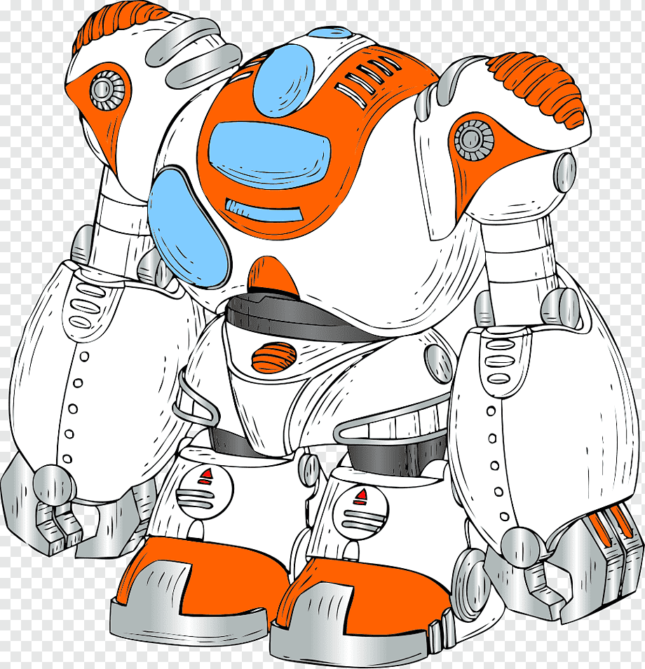 Бело оранжевый робот
