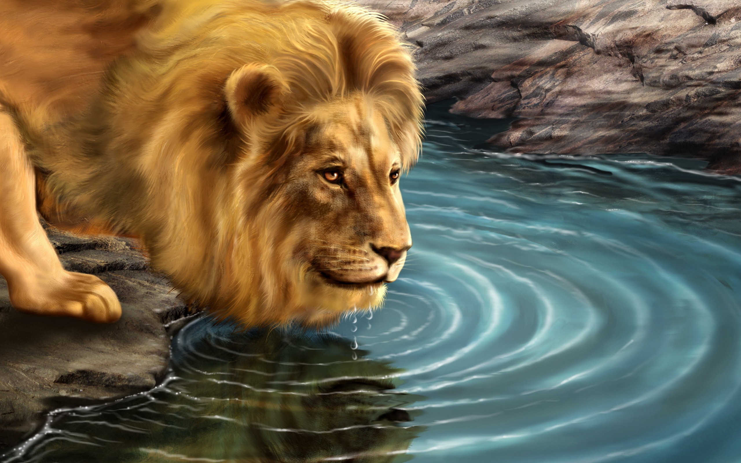 Лев в реке