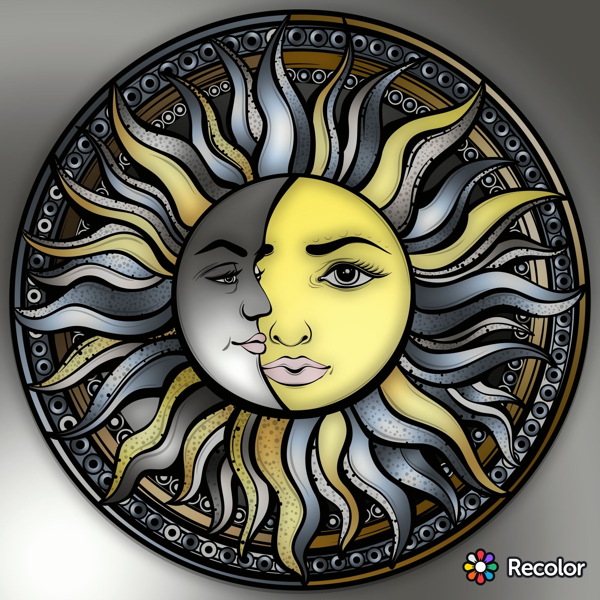 Стилизованное солнце и Луна