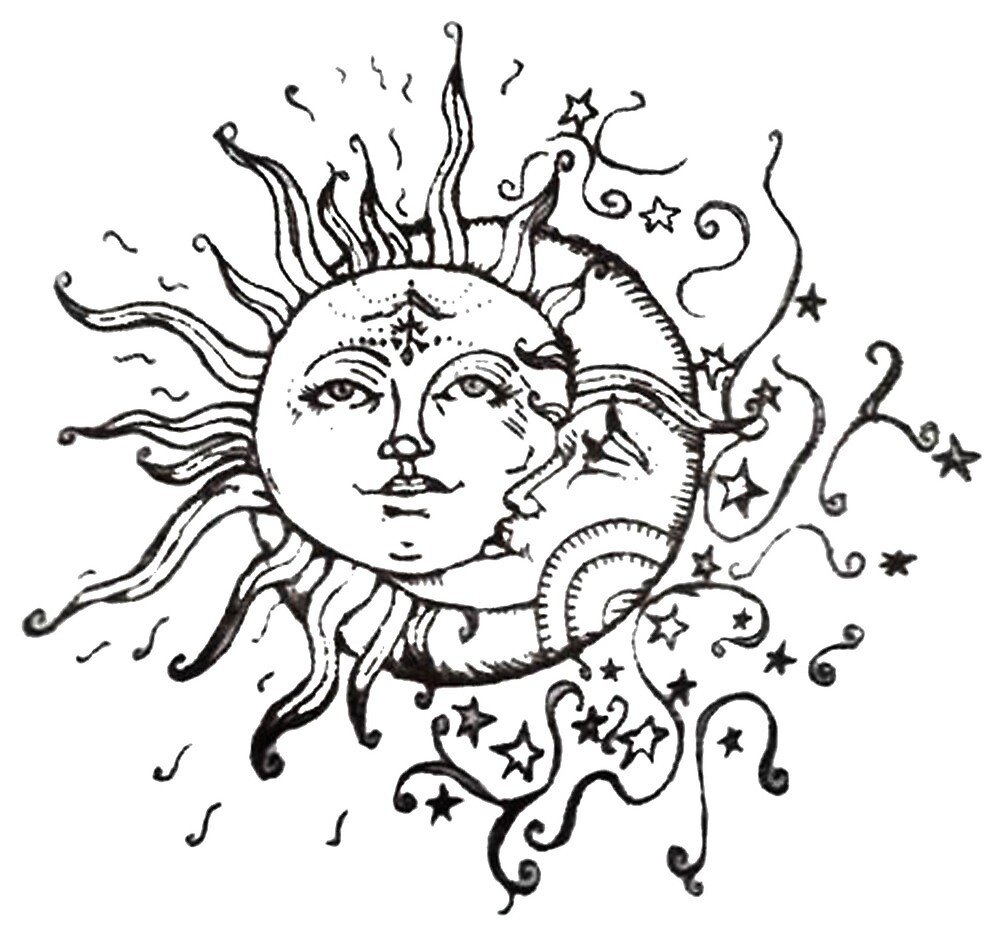 Татуировка солнце и Луна эскизы