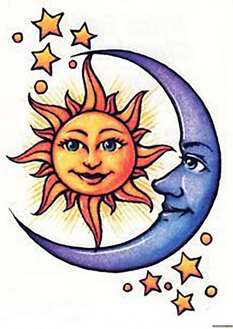 Картинка Луна и солнце вместе
