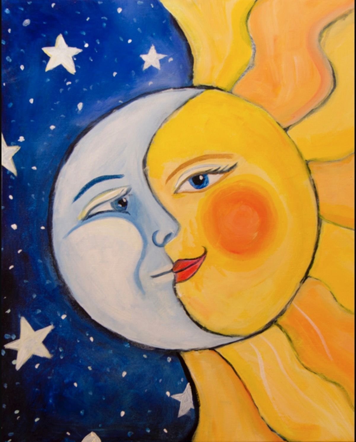 Рисование с детьми солнце и Луна