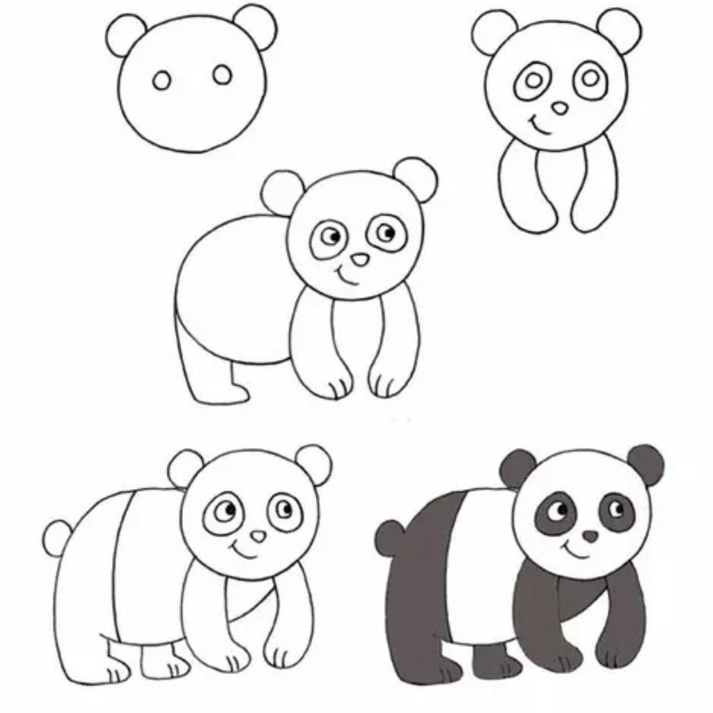 Как нарисовать панду карандашом поэтапно для детей