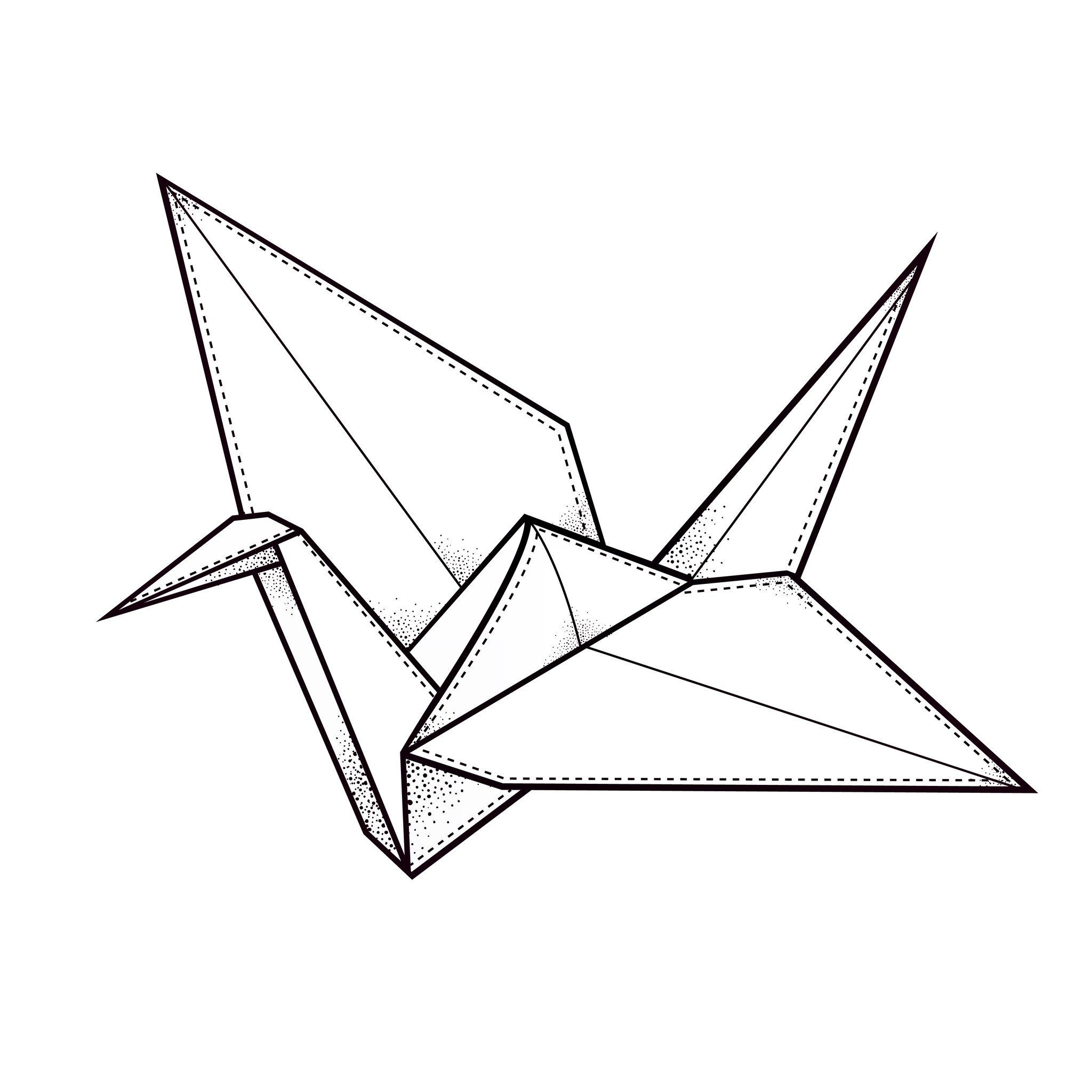 Журавлик оригами рисунок