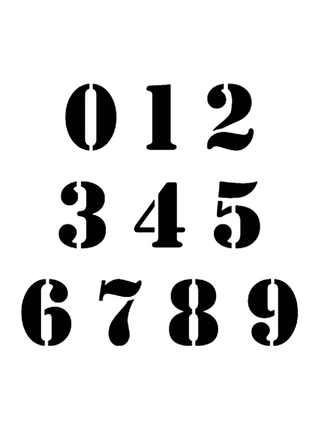 Номер разными шрифтами от 0 до 9