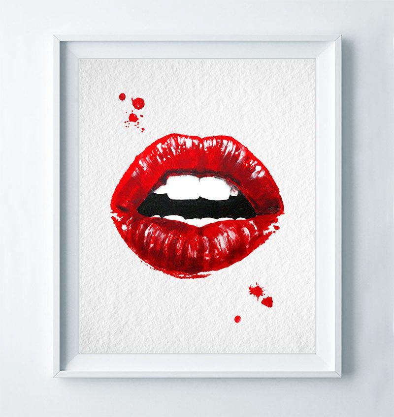 Картина губы в стиле