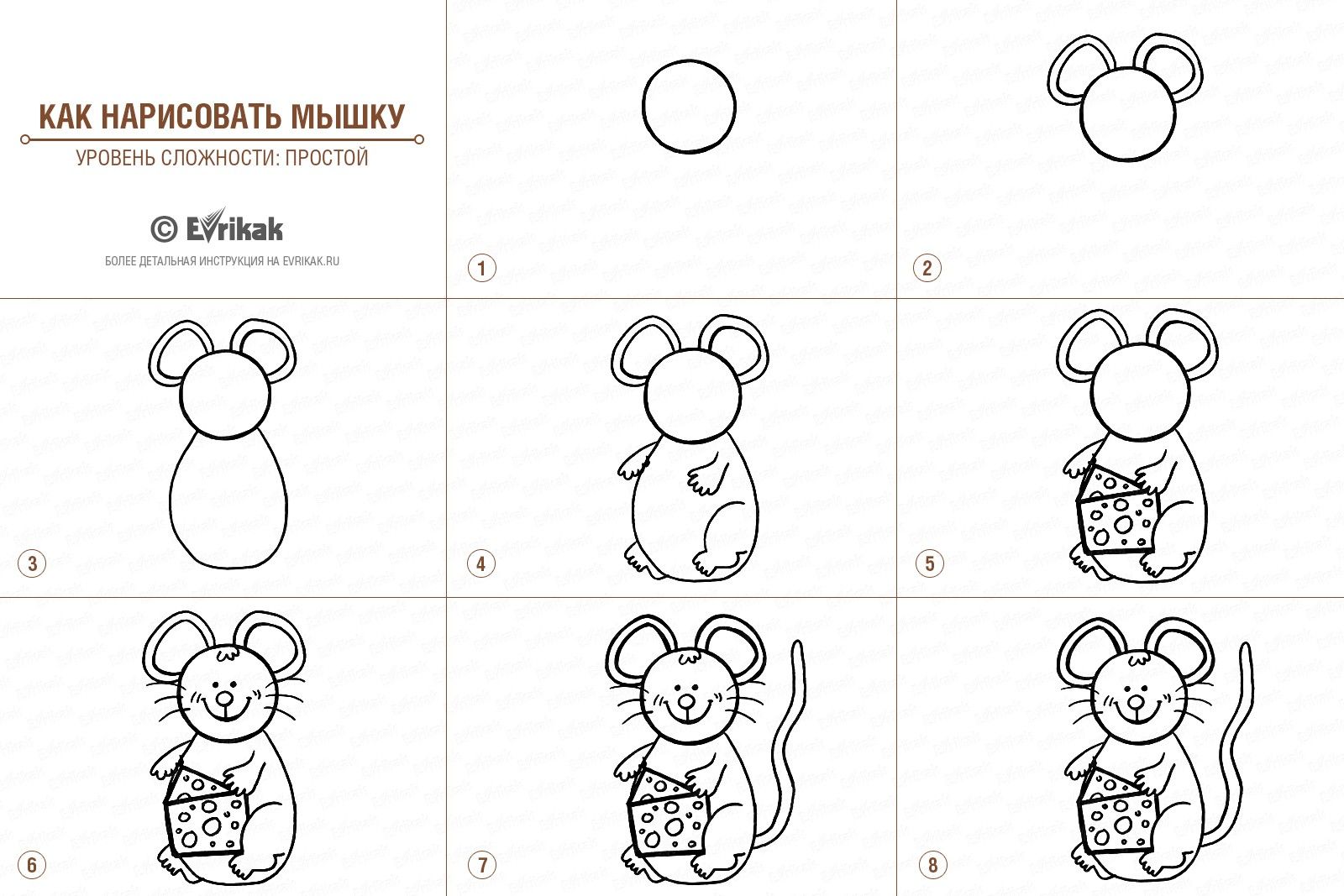 Пошаговое рисование мышки для детей