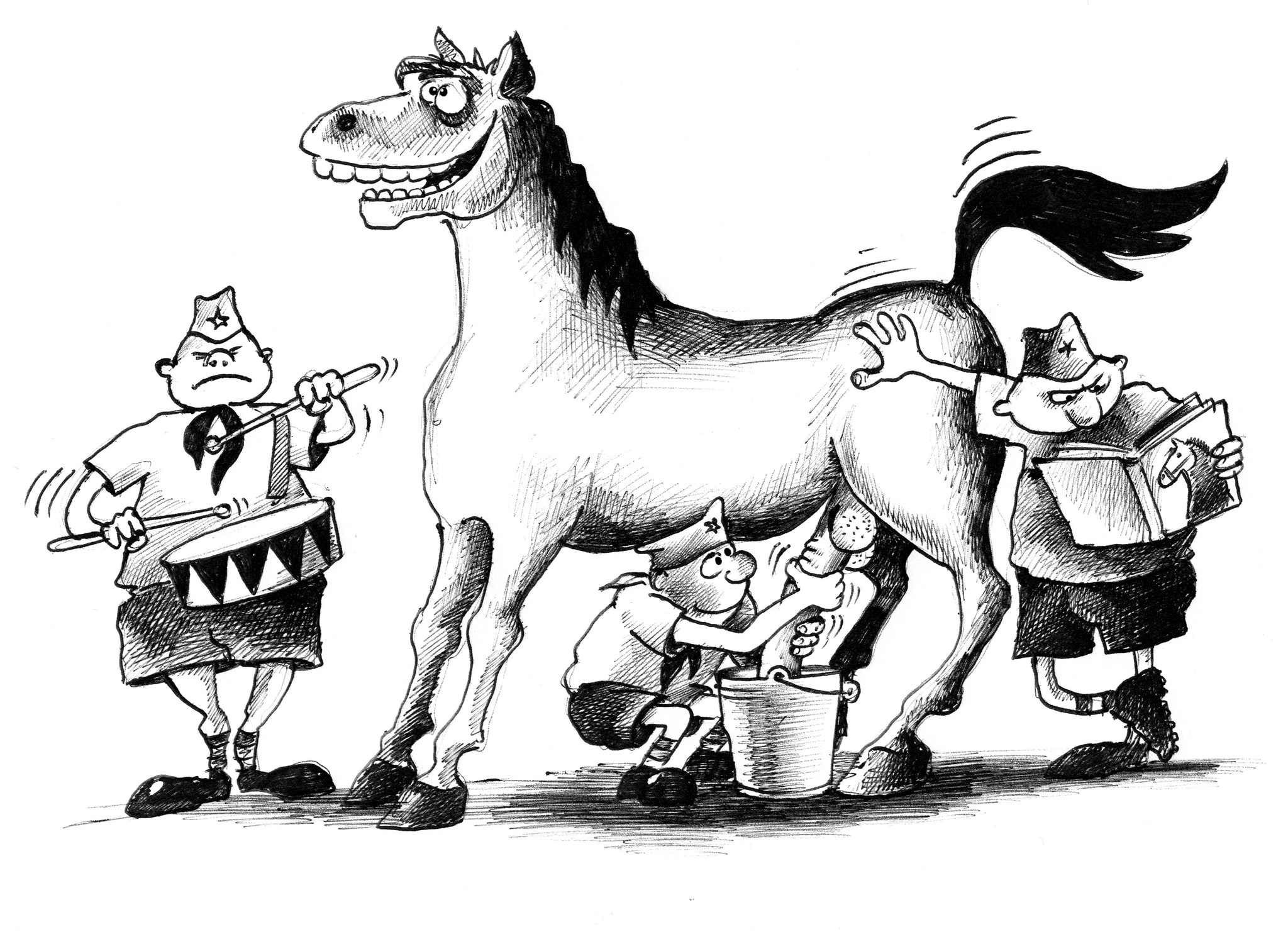 Тимуровцы добывают кумыс карикатура