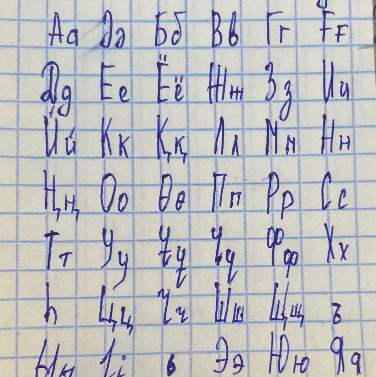 Почерк алфавит