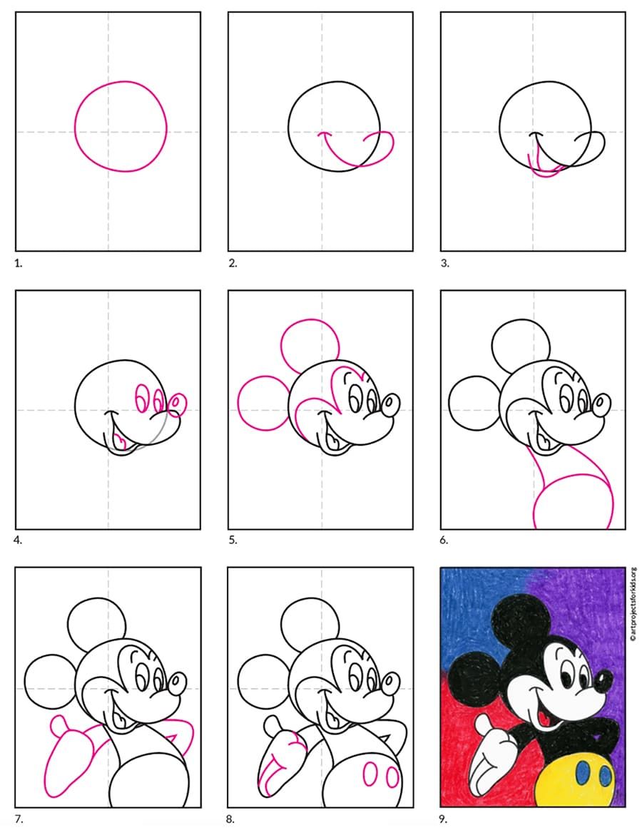 How to draw Mickey Mouse Shoes
