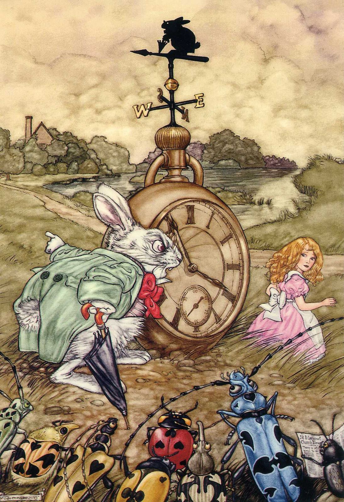 Алиса в стране чудес вниз по кроличьей норе