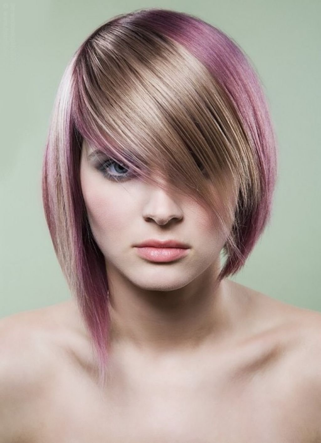 Окрашивание средних волос в два цвета