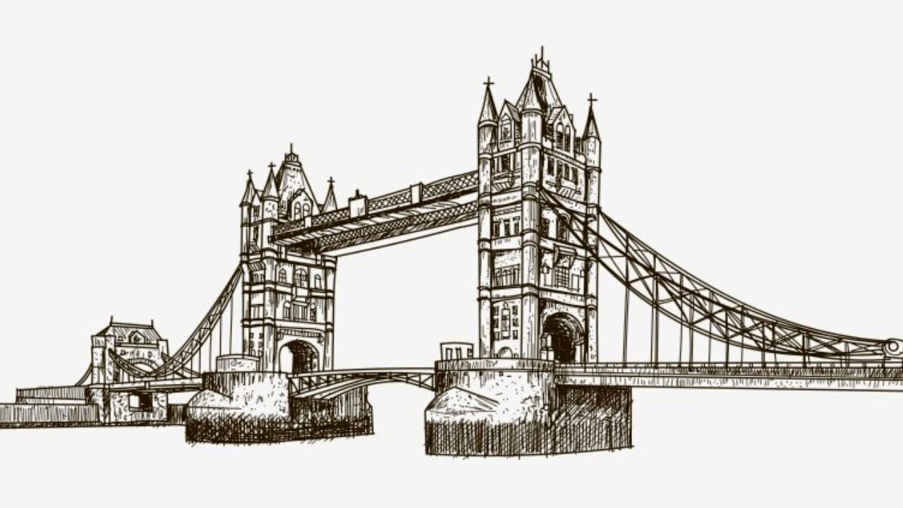 Лондон мост Тауэр бридж силуэт