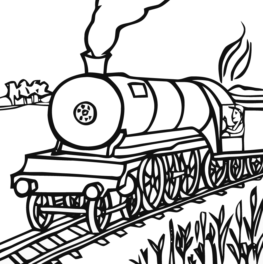 Старинный поезд раскраска